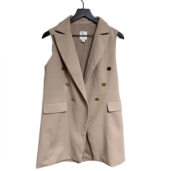Joie open camel collared sleeveless blazer - Picture 1 of 11